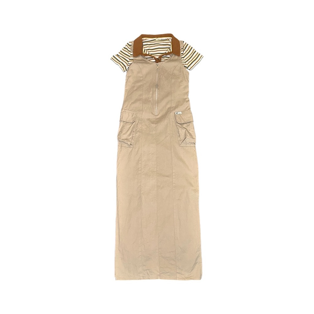 VTG Khaki overall dress from Xers by Fashionplate
